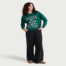 F&F Cotton Rich Yes I'm Still Vegan Slogan Christmas Sweatshirt in Green