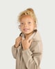 image 1 of F&F Girls Cinched Waist Hooded Raincoat in Neutral