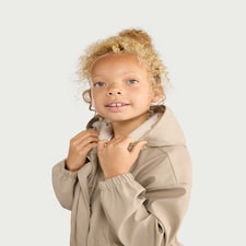 F&F Girls Cinched Waist Hooded Raincoat in Neutral
