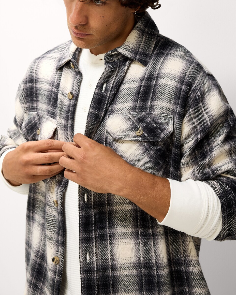 image 1 of RDA Pure Cotton Checked Shirt in Cream
