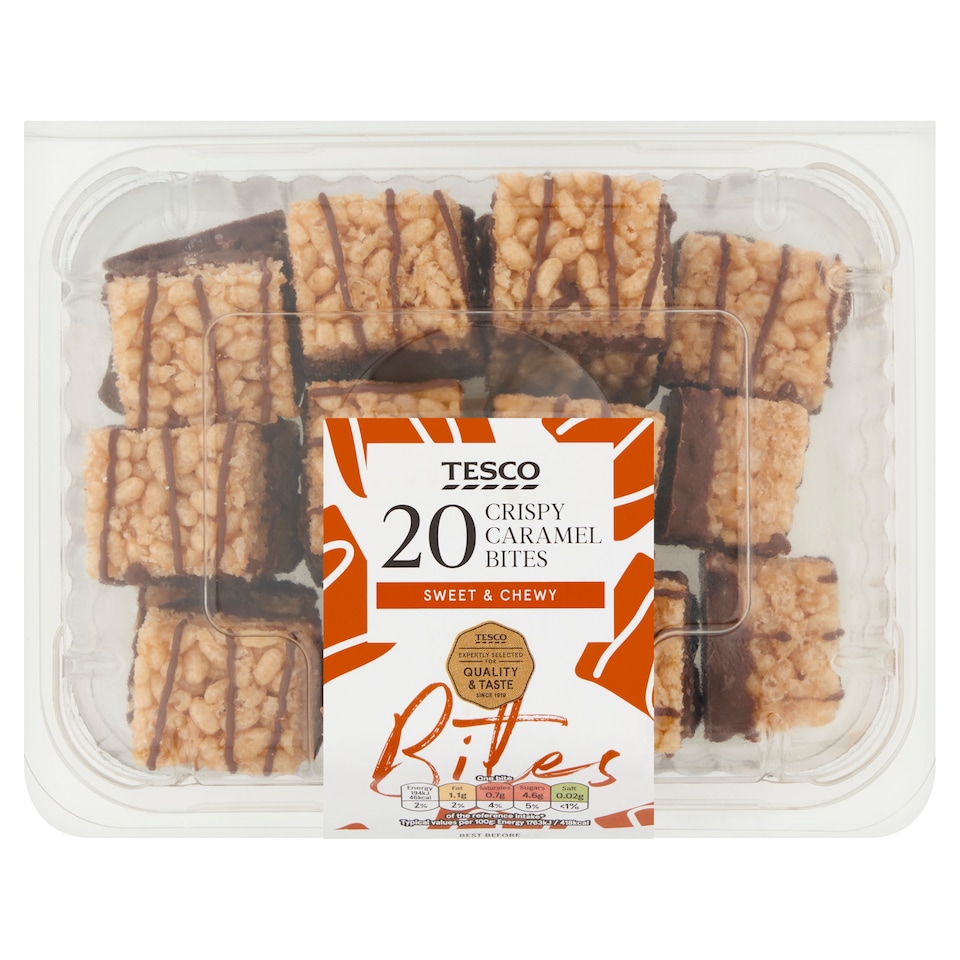 image 1 of Tesco Crispy Caramel Bites 20 Pack