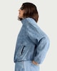 image 1 of F&F Funnel Neck Bubble Hem Denim Jacket in Blue