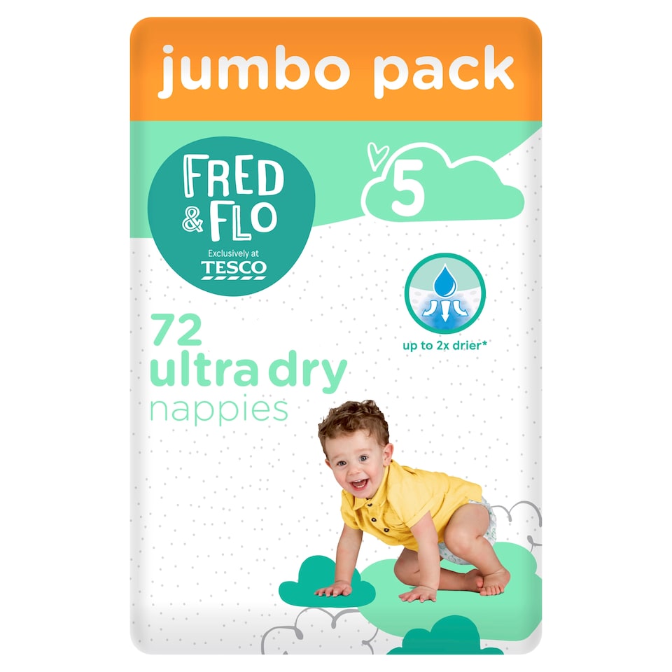 image 1 of Fred & Flo Ultra Dry Nappies Size 5 Jumbo Pack 72 Pack