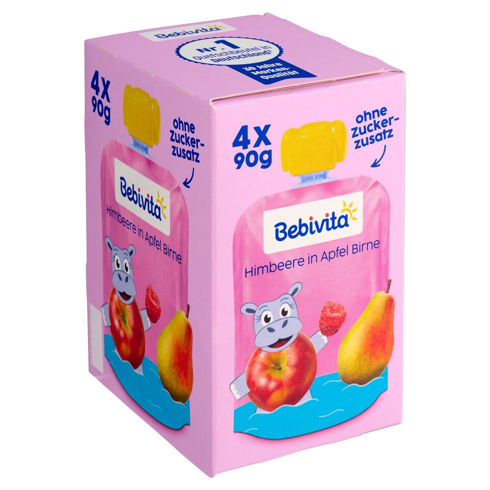 Obrázek 1 pro produkt Bebivita Jablko, hruška, malina 4 x 90g (360g)