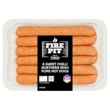 Tesco Fire Pit 6 Sweet Chilli Northern Irish Pork Hot Dogs 600g