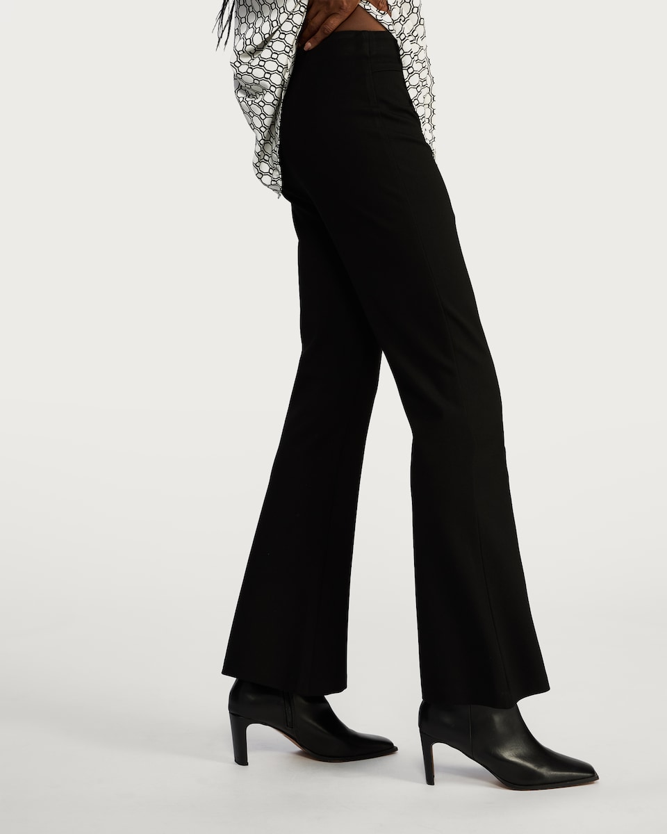 image 1 of F&F Ponte Flared Trousers in Black