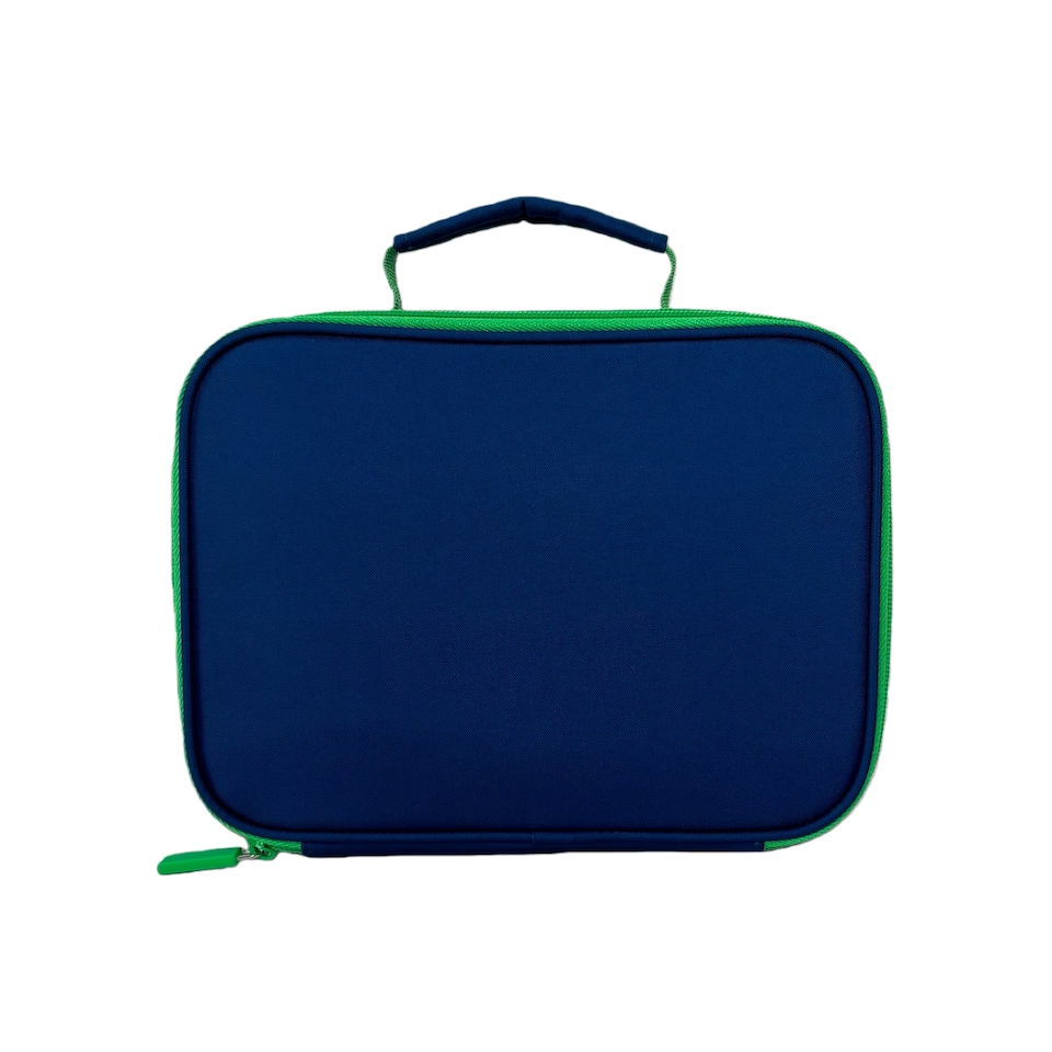 image 1 of Tesco Navy Blue With Green Trim Lunch Bag