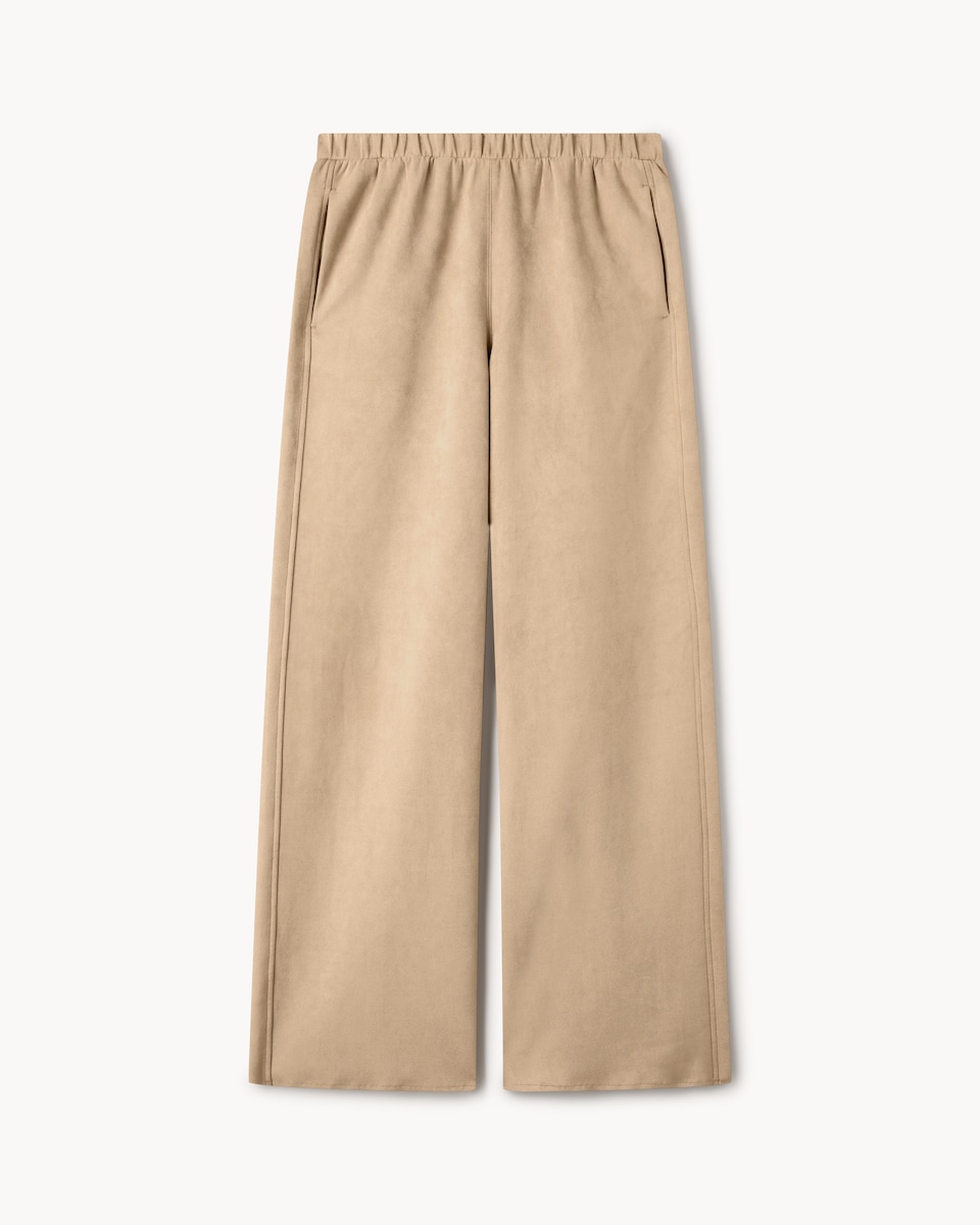 image 1 of F&F Faux Suede Wide Leg Co-ord Joggers in Tan