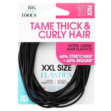 Big Hair Tools Xxl Flat Elastic Black 10 Pack