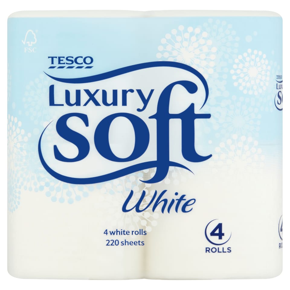 Tesco Luxury Soft White Toilet Tissue 4 Rolls