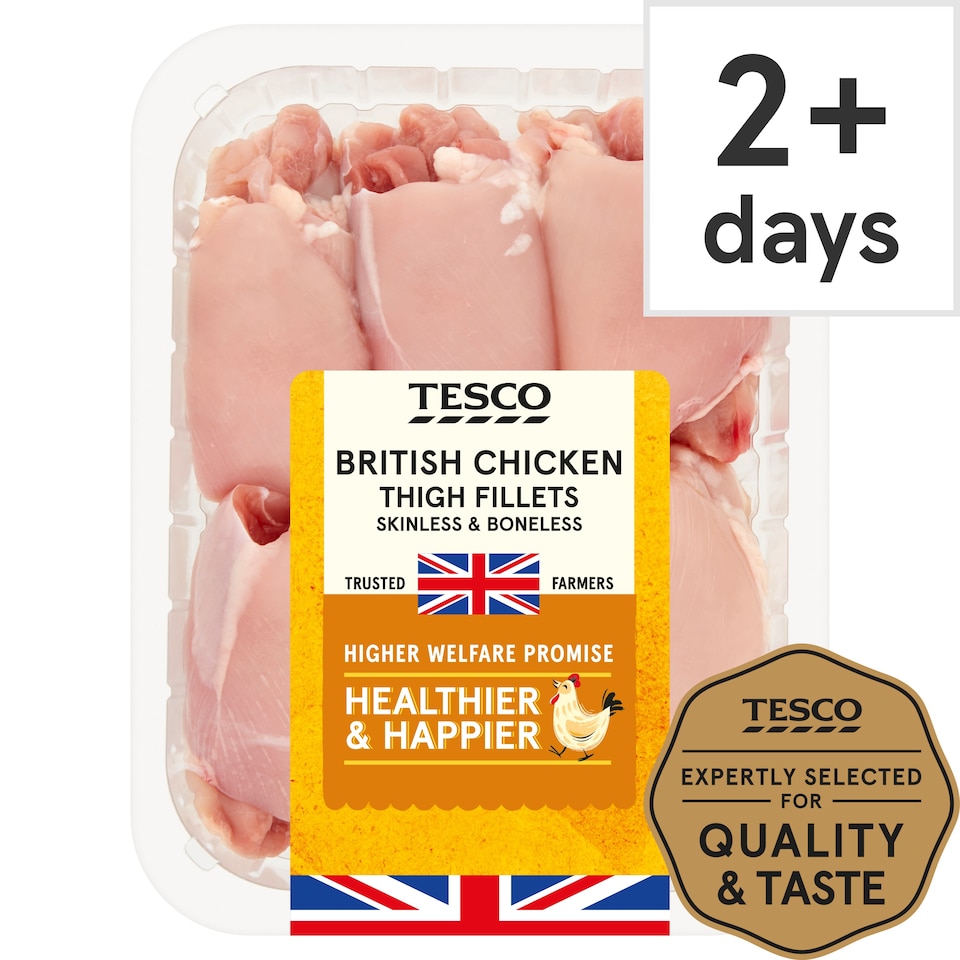 Tesco Chicken Thigh Fillets Skinless & Boneless 600G