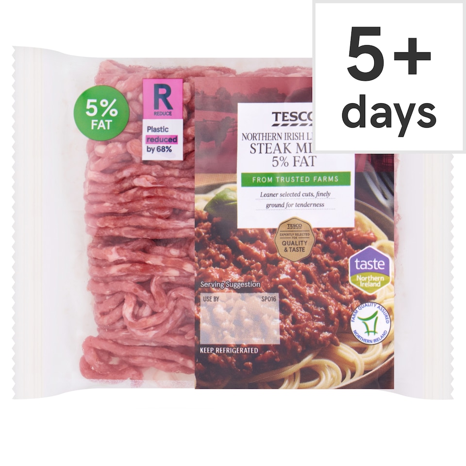 Tesco Northern Irish Lean Beef Steak Mince 5% Fat 250g