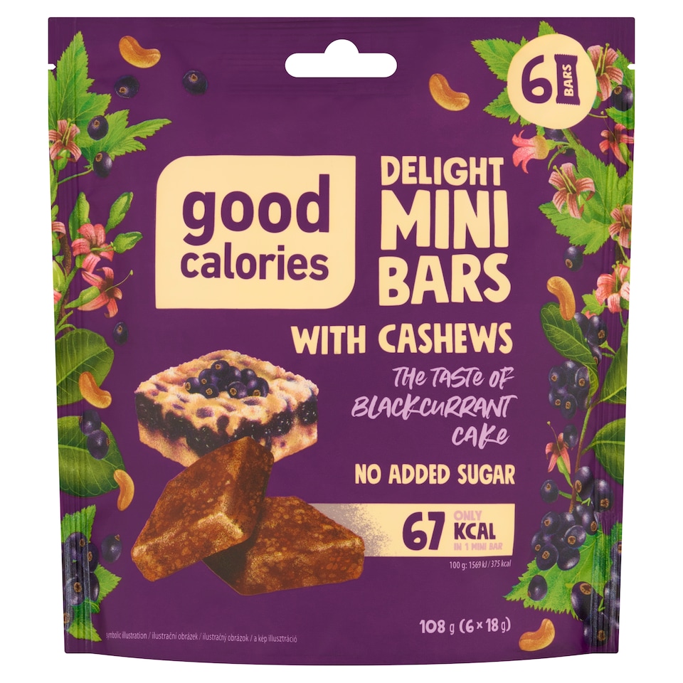 image 1 of Good Calories Delight Mini Bars with Cashews the Taste of Blackcurrant Cake 6 x 17 g (102 g)