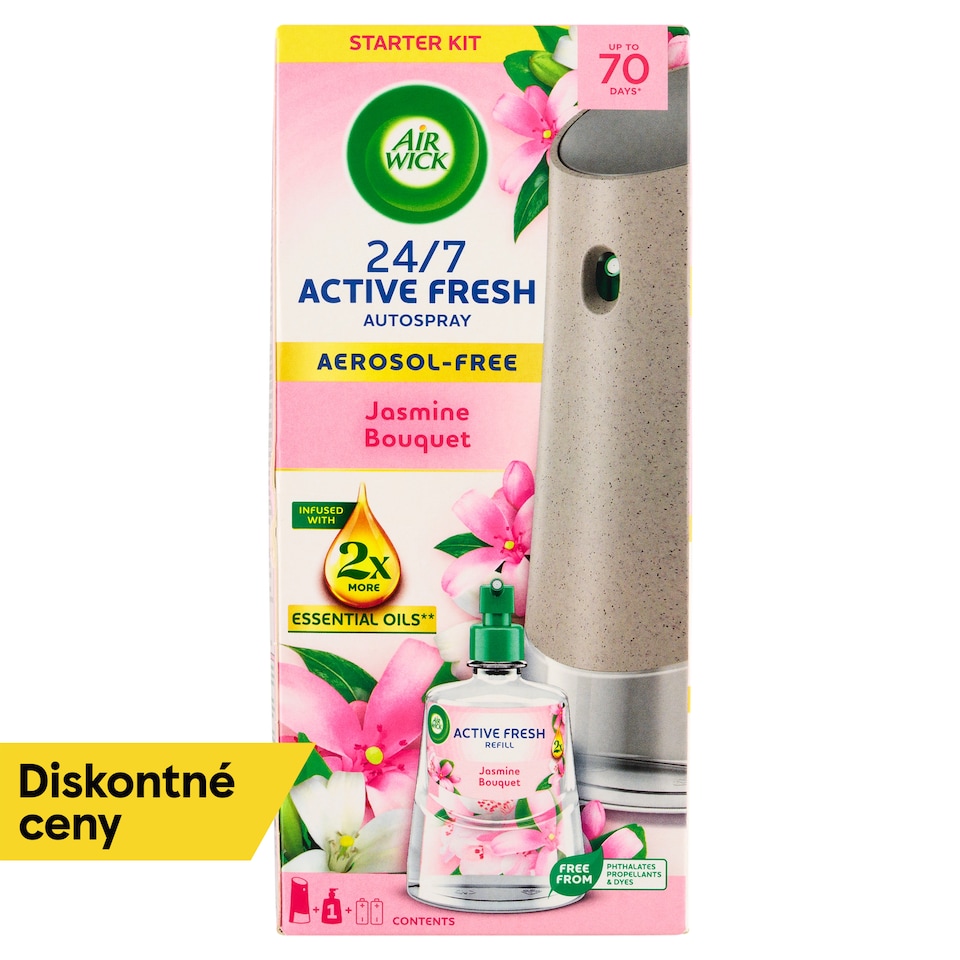 image 1 of Air Wick Active Fresh Automatic Diffuser and Water-Based Refill Jasmine Bouquet 228 ml