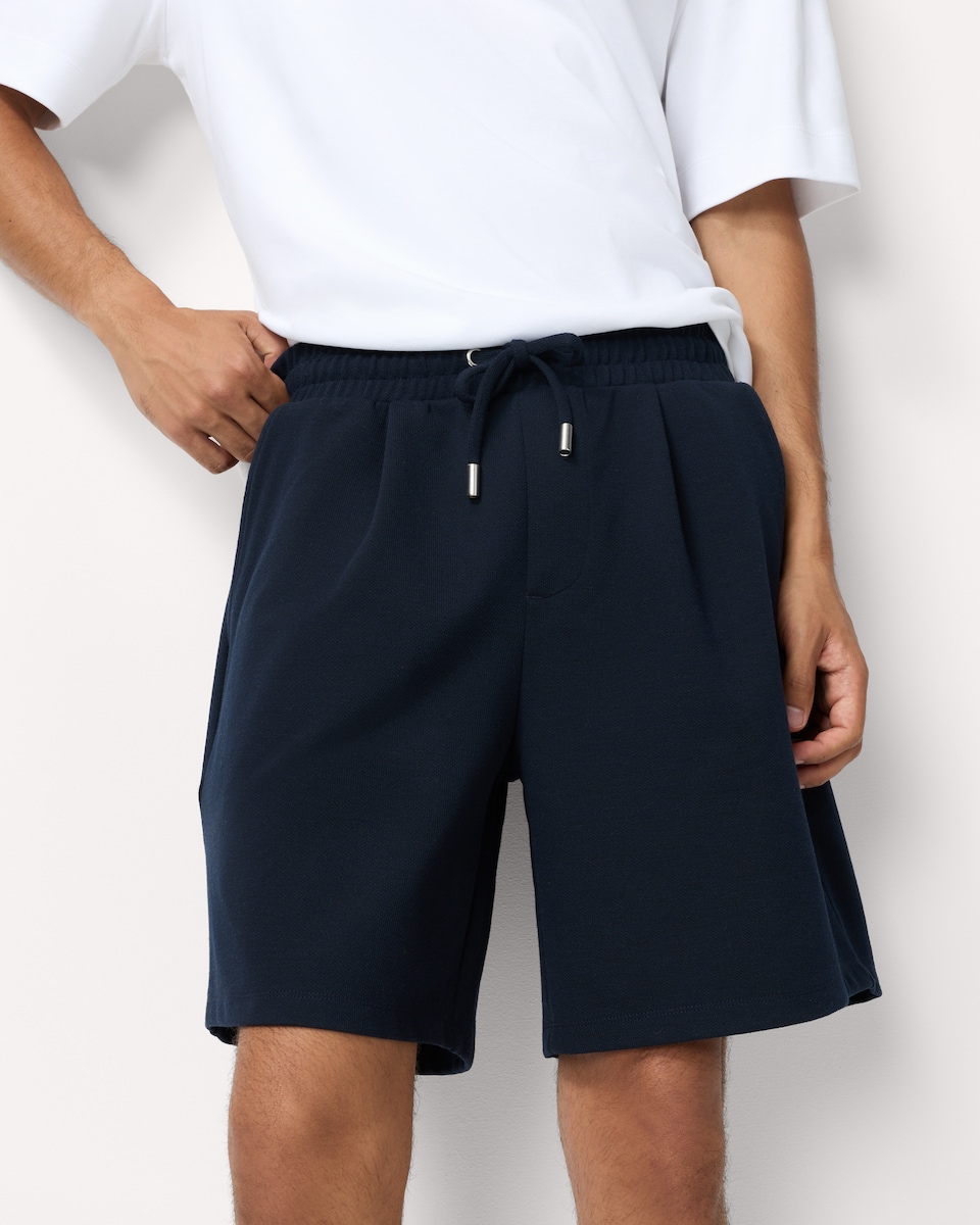 image 1 of F&F Textured Pique Shorts in Navy