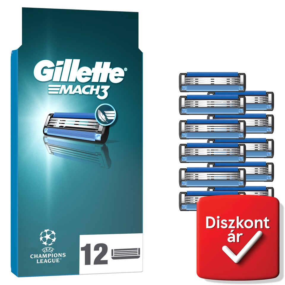 Gillette Mach3 Férfi Borotvabetétek, 12 Gillette 3 Pengés Borotvabetétek  1. kép