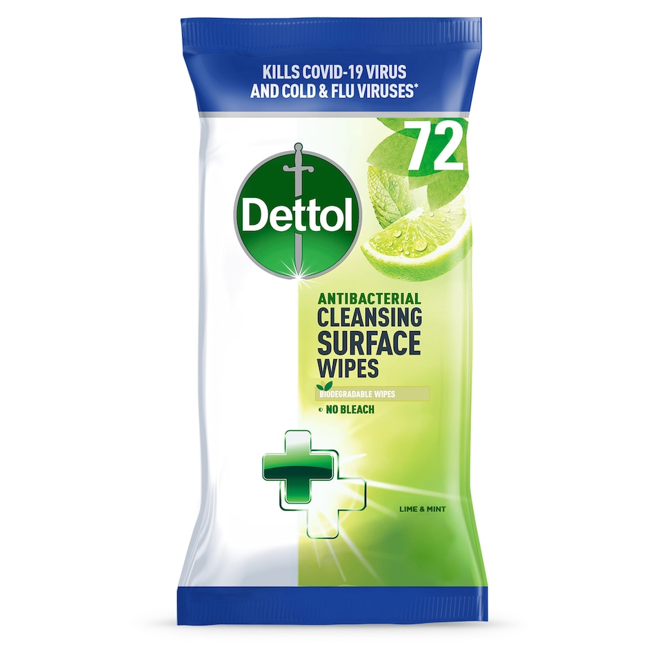 image 1 of Dettol Antibac Cleansing Surface Wipes Lime & Mint 72 Pack