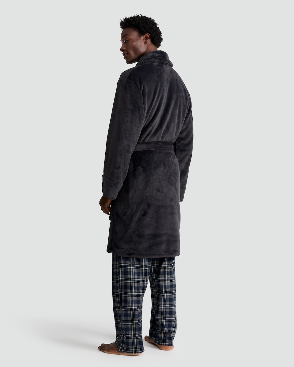 image 1 of F&F Fleece Shawl Collar Dressing Gown in Grey