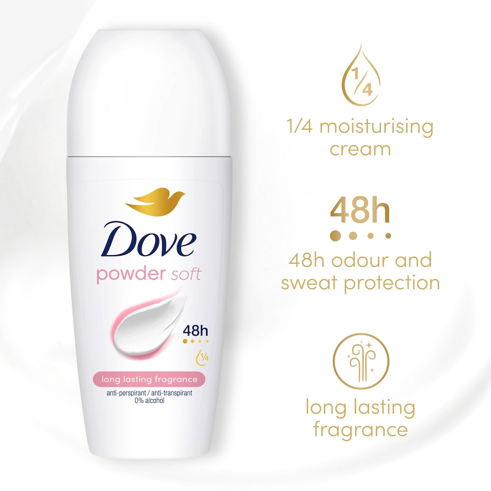 image 1 of Dove 48h Powder Antiperspirant Deodorant Roll On 50ml