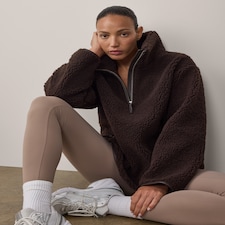 F&F Active OUTDOOR Fleece Half Zip Jacket in Chocolate