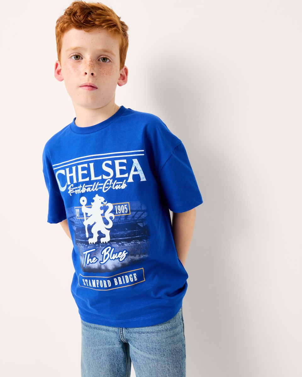 image 1 of Chelsea Football Club Pure Cotton T-Shirt in Blue