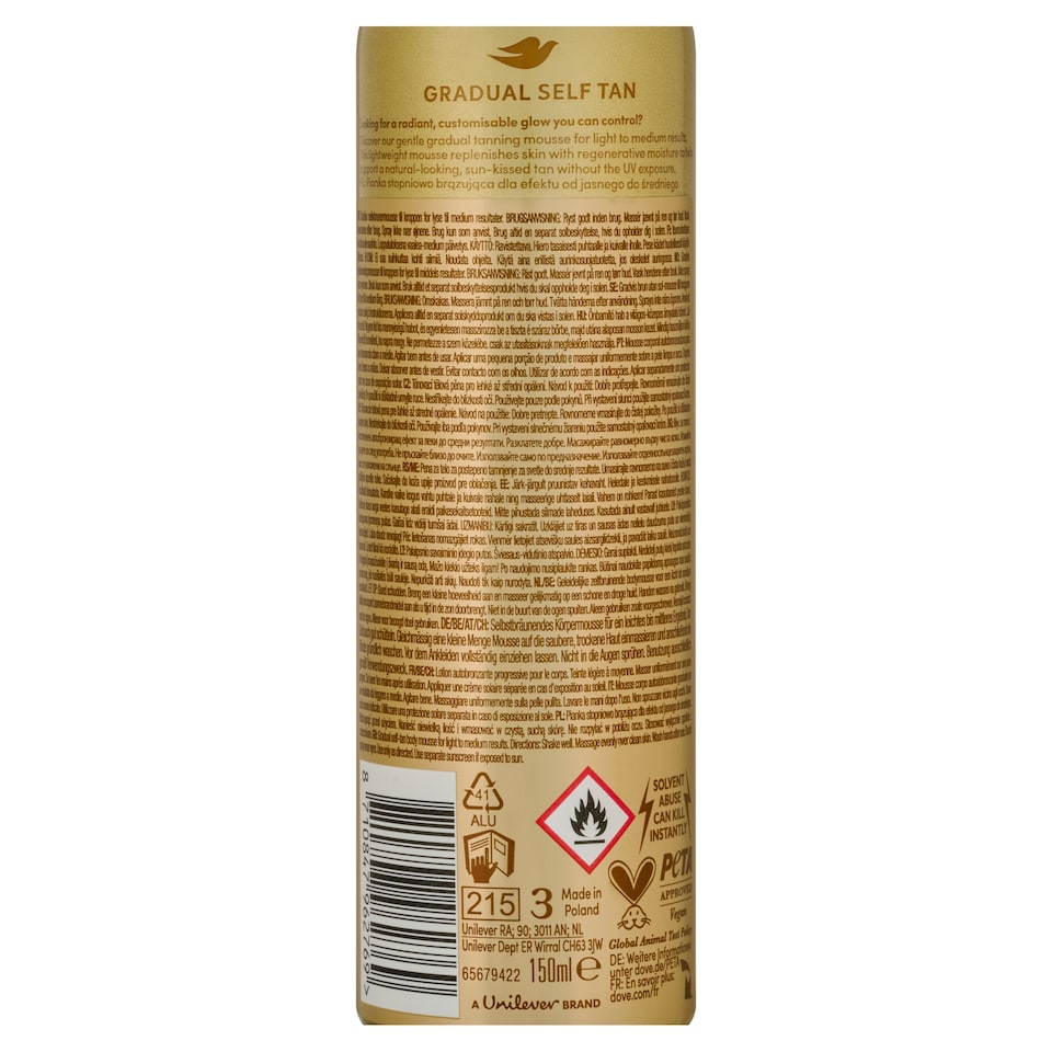 image 1 of Dove Summer Revived Gradual Self-Tan Body Mousse for Light to Medium Results 150 ml