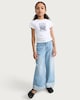 image 3 of F&F Girls Cotton Rich Ruched Side Graphic T-Shirt in White