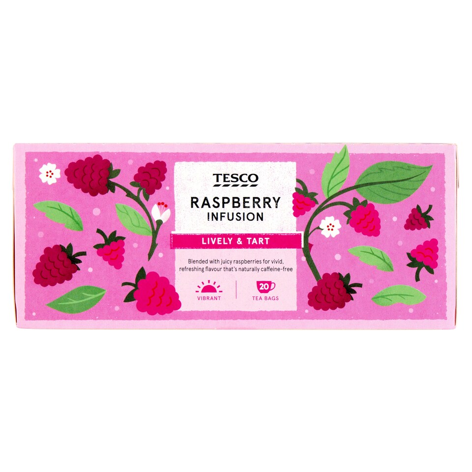 Tesco Ovocný čaj s malinami a ibiškem 20 x 2 g (40g)