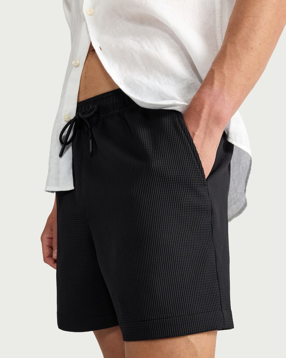 image 1 of F&F Grid Textured Swim Shorts in Black