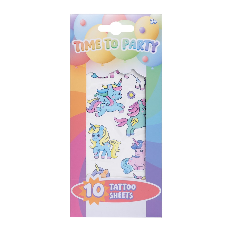 PARTY TIME 10 TATTOO SHEETS - UNICORN
