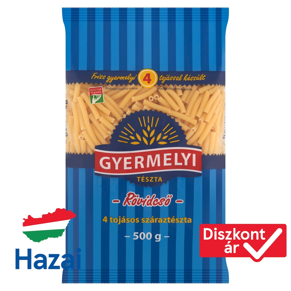 Gyermelyi rövidcső 4 tojásos száraztészta 500 g