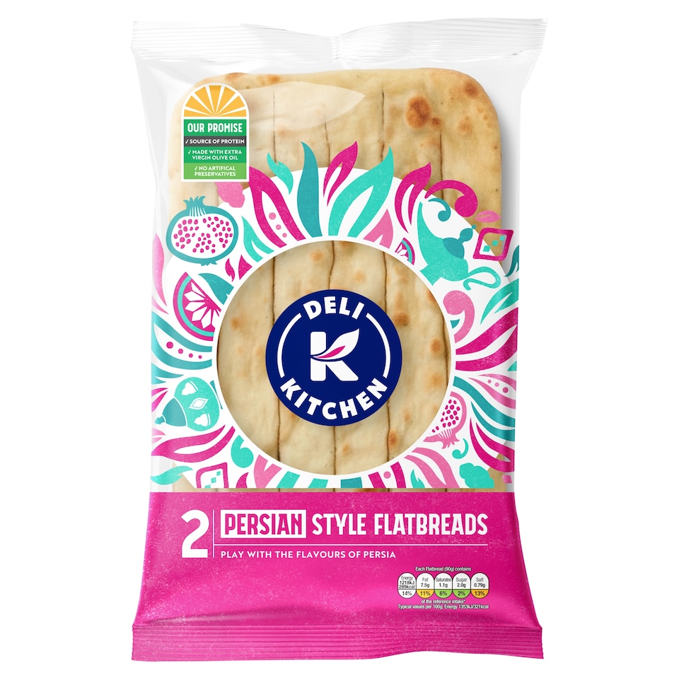 Deli Kitchen Persian Style Plain Flatbreads 2 Pack 180g