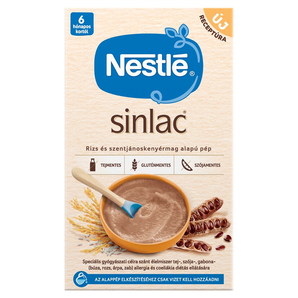 Nestlé Sinlac rizs és szentjánoskenyérmag alapú pép 6 hónapos kortól 650 g  1. kép