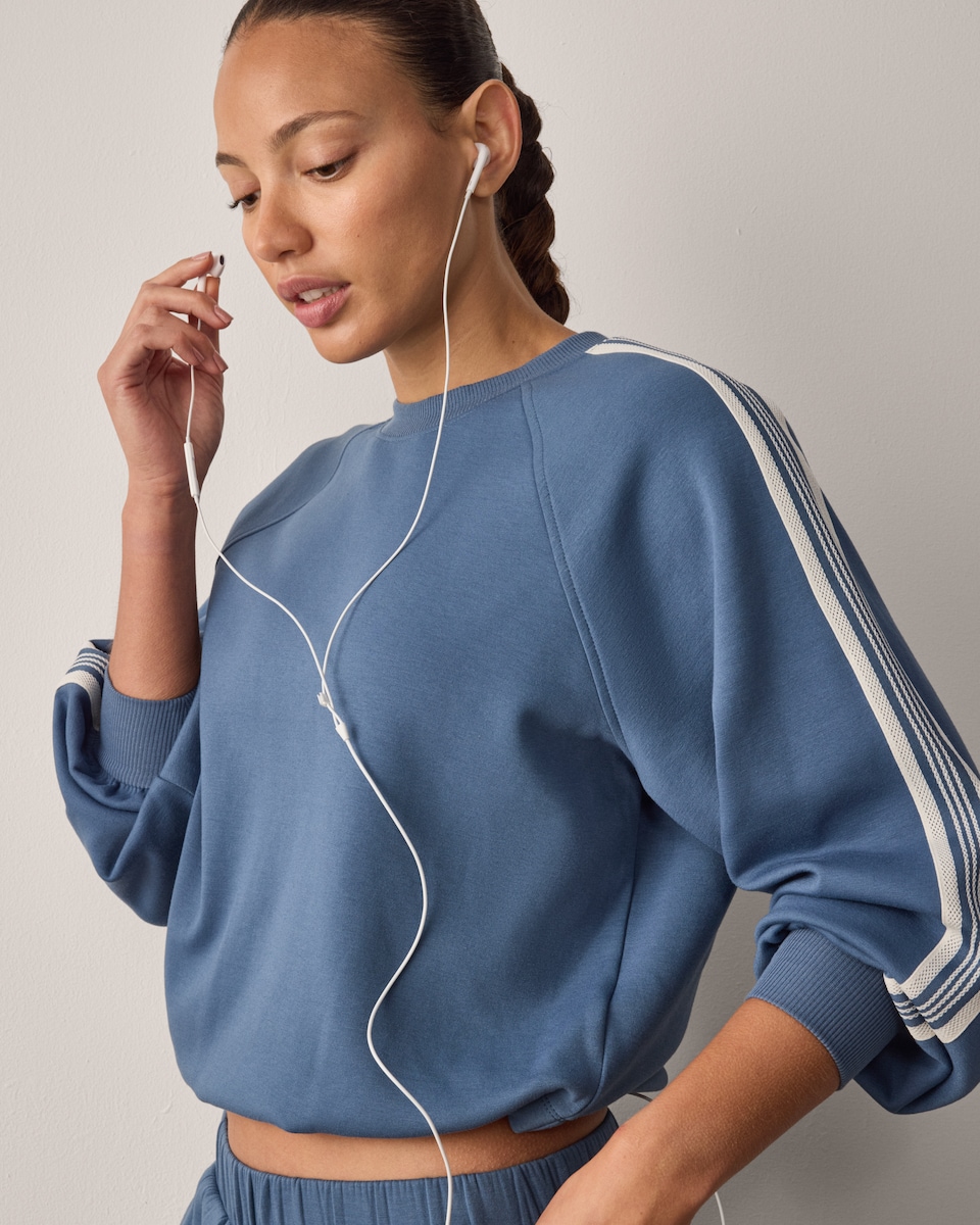 image 1 of F&F Active Side Stripe Sweatshirt in Blue