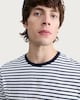 image 2 of F&F Pure Cotton Stripe Print Short Sleeved Slim Fit T-Shirt in White