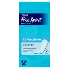 Tesco Free Spirit Panty Liners Cotton Soft 32 Pack