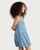 image 2 of F&F Girls Pure Cotton Sleeveless Bubble Hem Denim Dress in Blue