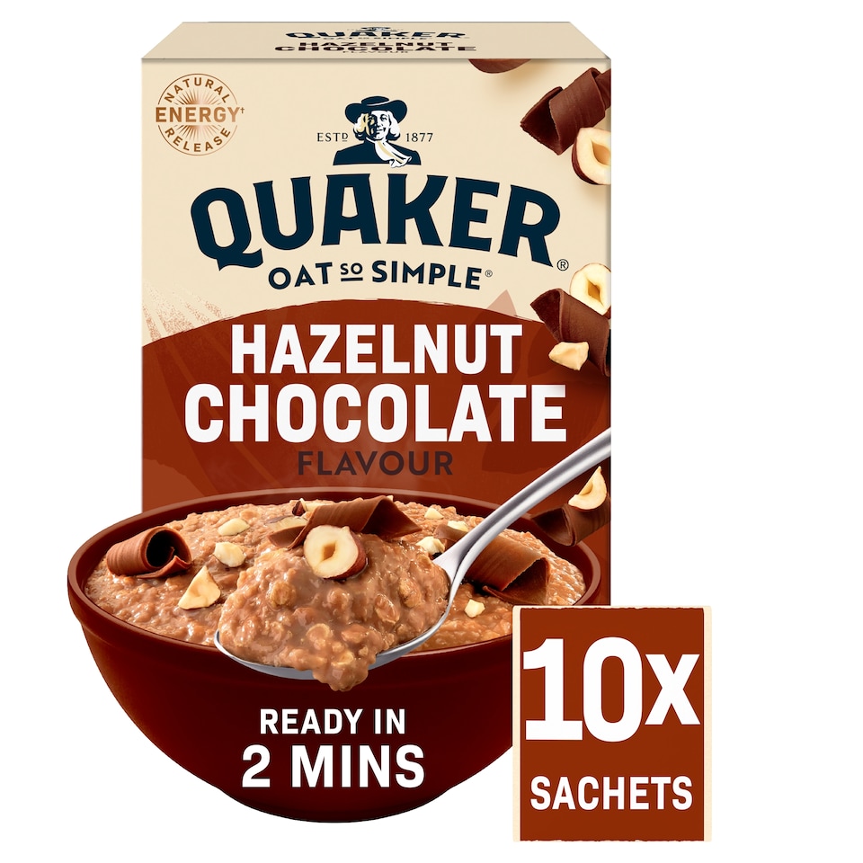 Quaker Oat So Simple Porridge Sachets - Hazelnut Chocolate 10x36g