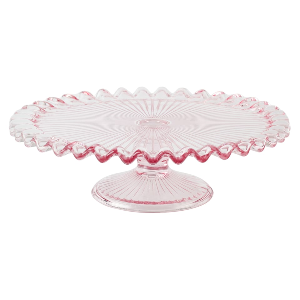 F&F Home Pink Glass Cake Stand Large