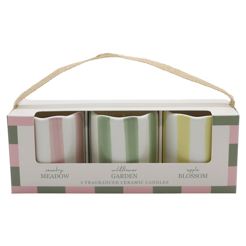 F&F Home Sanctuary Small Ceramic Candle Set 3 Pack x 50g