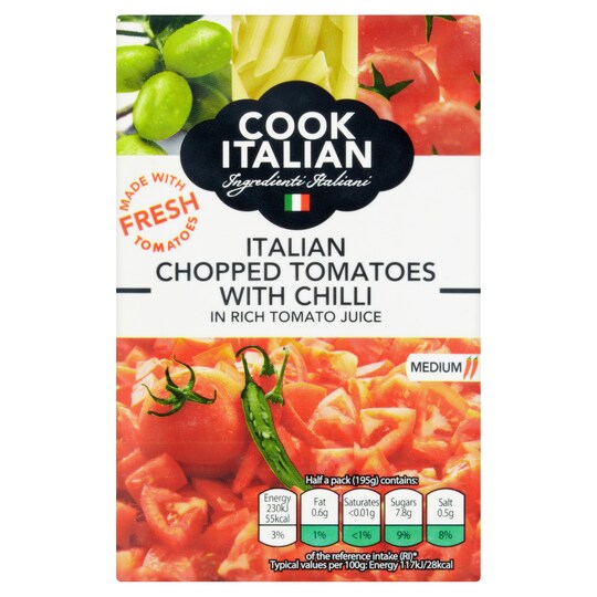 Cook Italian Chopped Tomatoes With Chilli 390G Tesco Groceries