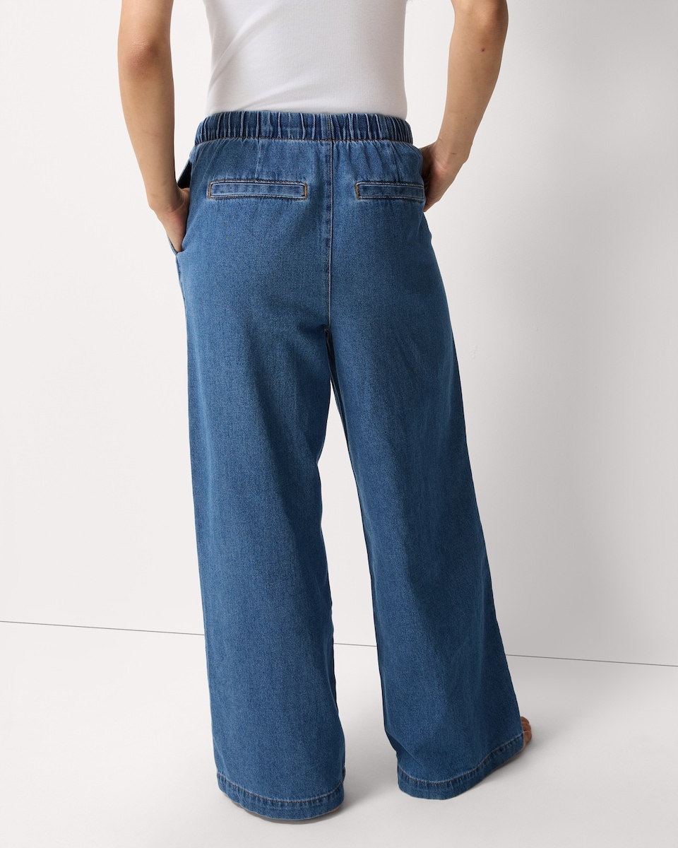 image 1 of F&F Drawstring Wide Leg Jeans in Navy