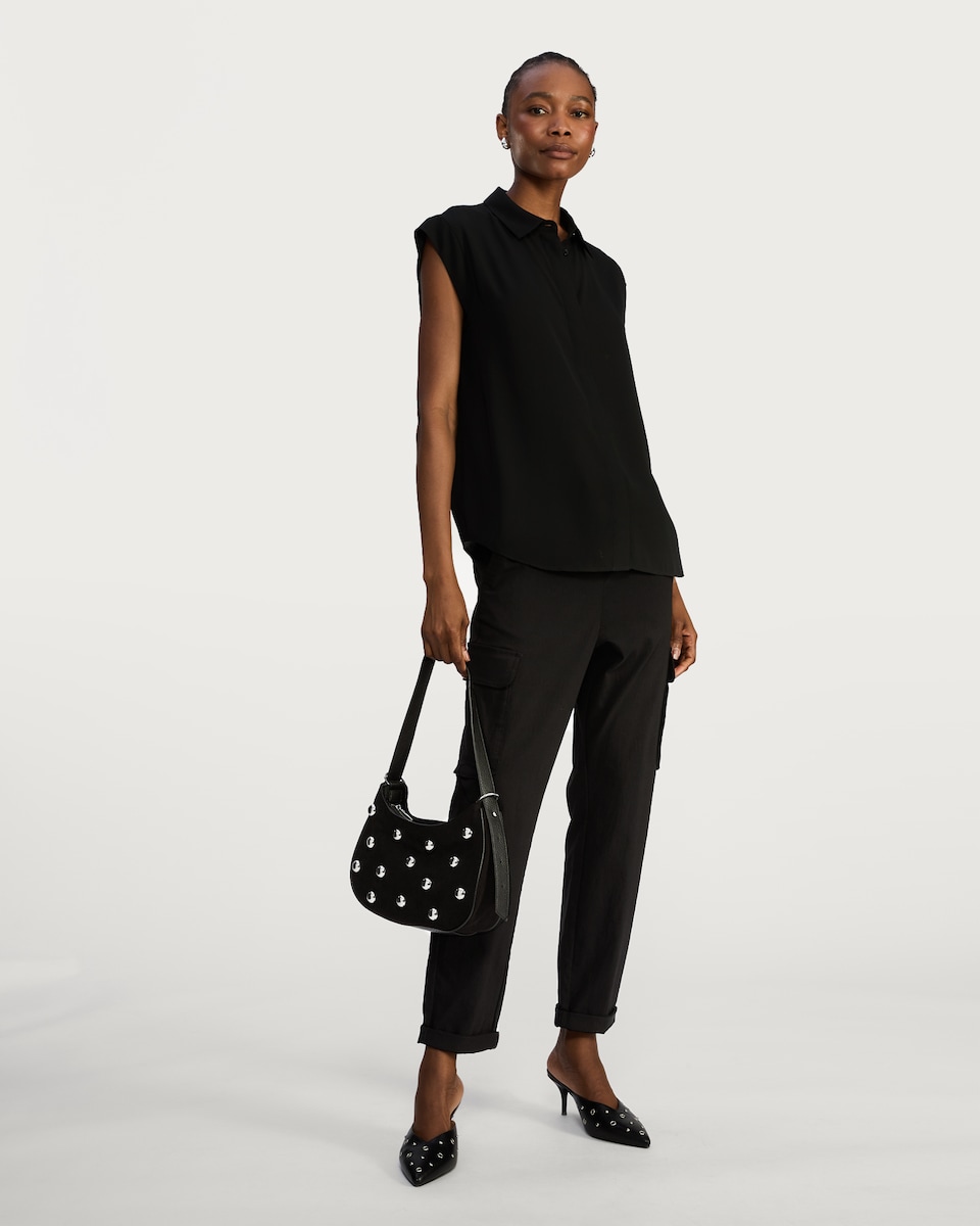 image 1 of F&F Ultra Comfort Cuffed Cargo Trousers in Black