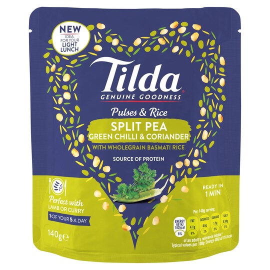 Tilda Pulses And Rice Split Pea Chilli 140g Tesco Groceries