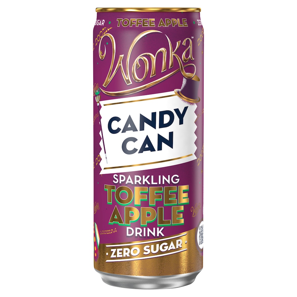 Candy Can Wonka Sparkling Toffee Apple Zero Sugar Drink 330ml