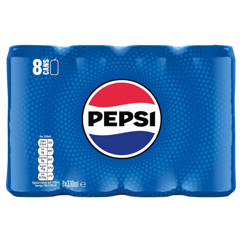 Pepsi Cola Soft Drink 8 x 330ml
