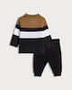 image 3 of F&F Baby 2-Piece Cotton Rich Striped Polo Top and Joggers Set in Dark Nude