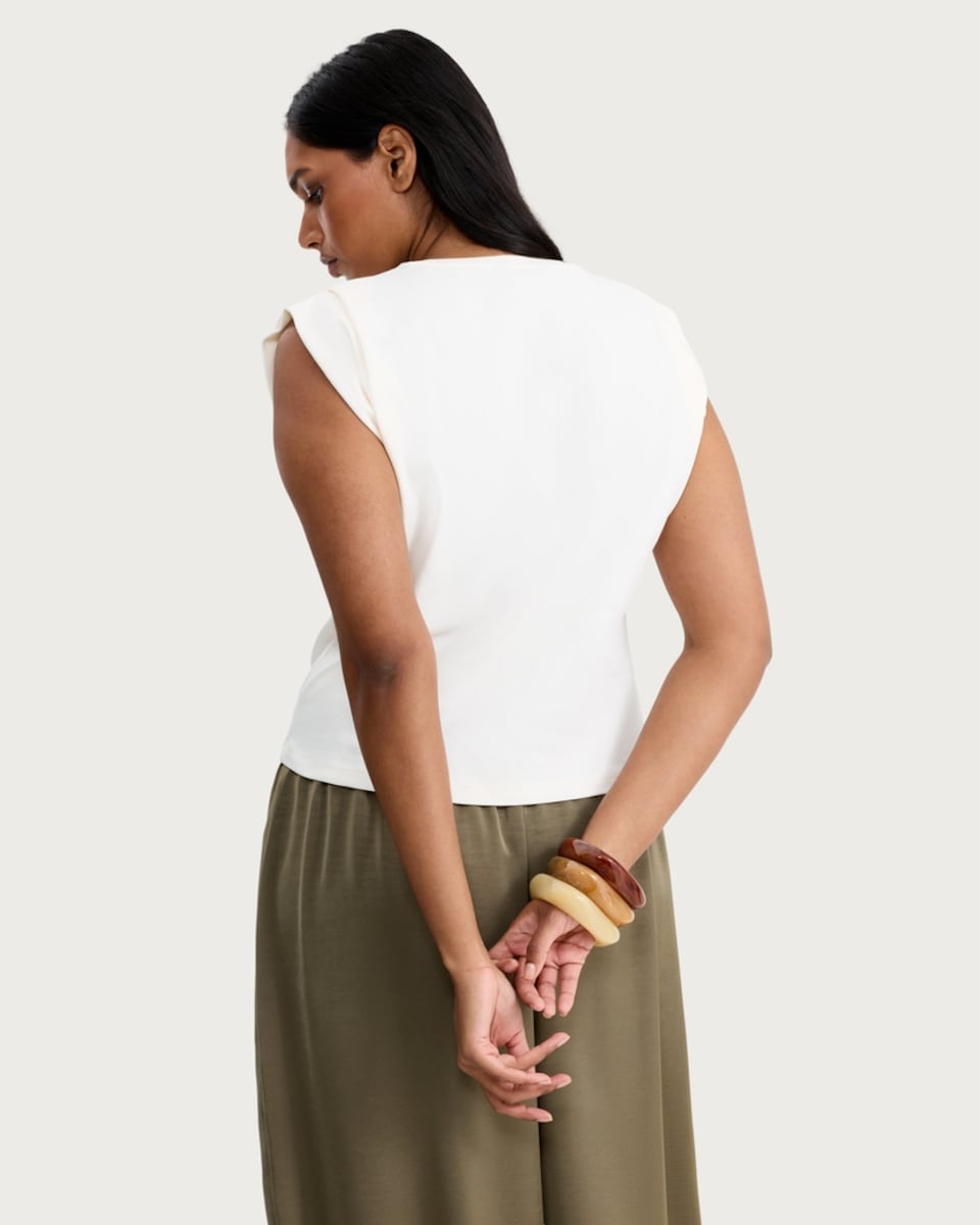 image 1 of F&F Pure Cotton Boxy Sleeveless Top in Cream