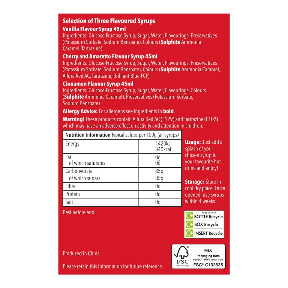 image 1 of KIMM & MILER SYRUP SELECTION 3 X 45ML