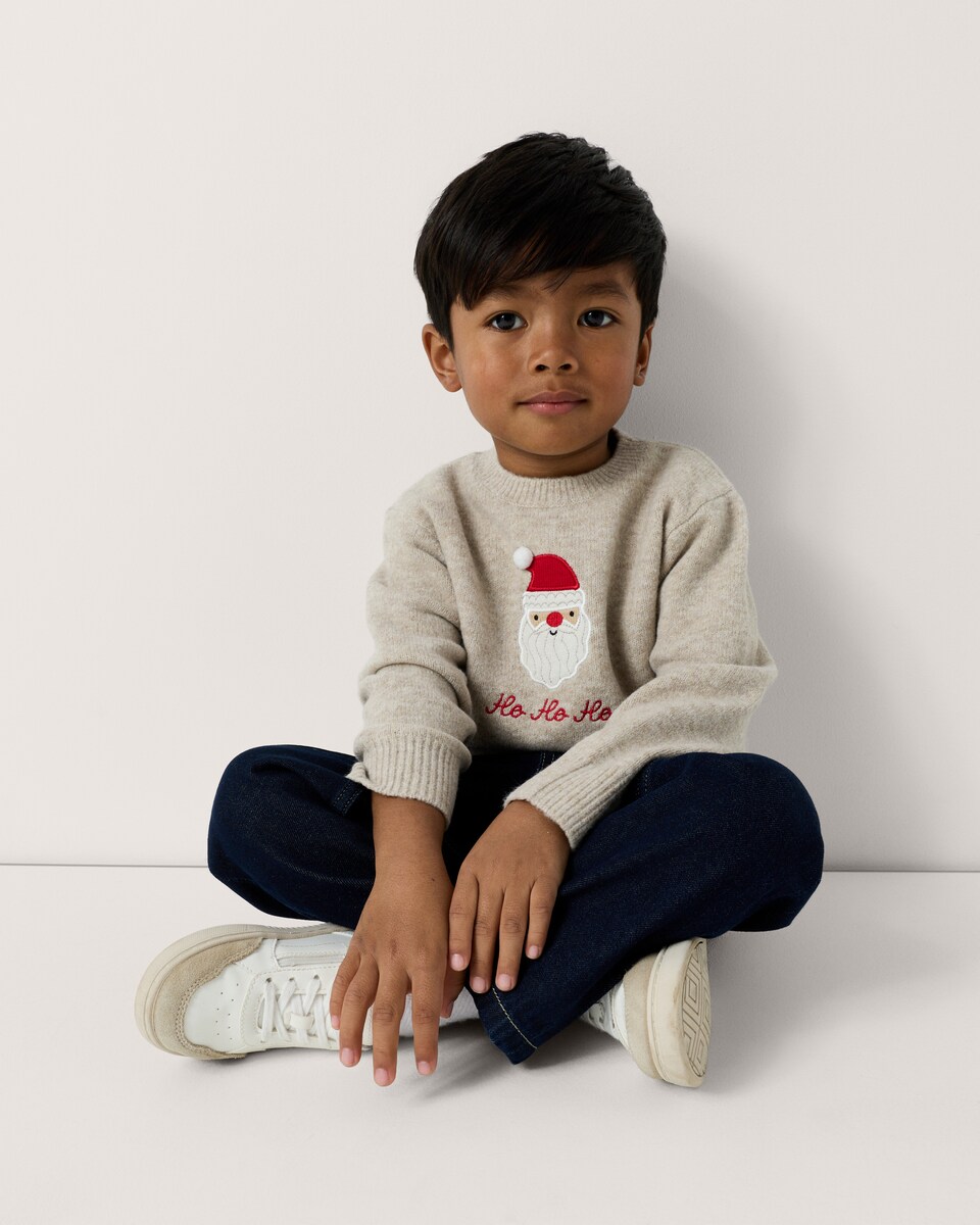 image 1 of Christmas Boys Santa Jumper in Neutral
